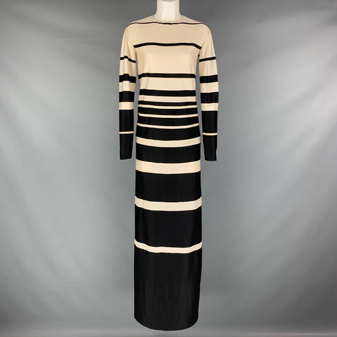 MARC JACOBS Size 0 Cream Black Silk Stripe Column Dress