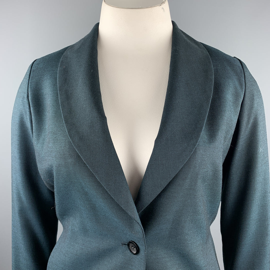 Vintage LANVIN Size 12 Emerald Wool Shawl Collar Blazer
