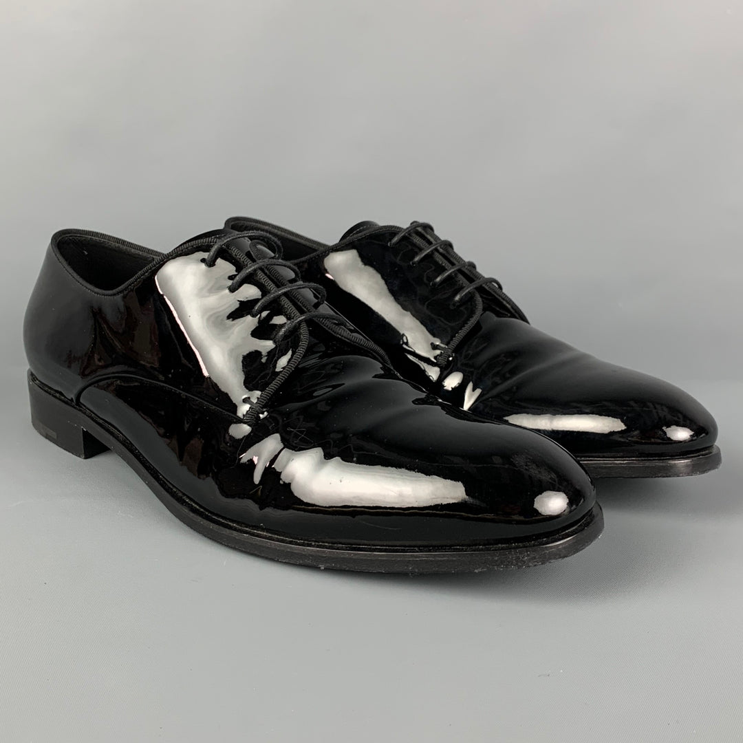 GIORGIO ARMANI Talla 12.5 Zapatos con cordones de charol negro