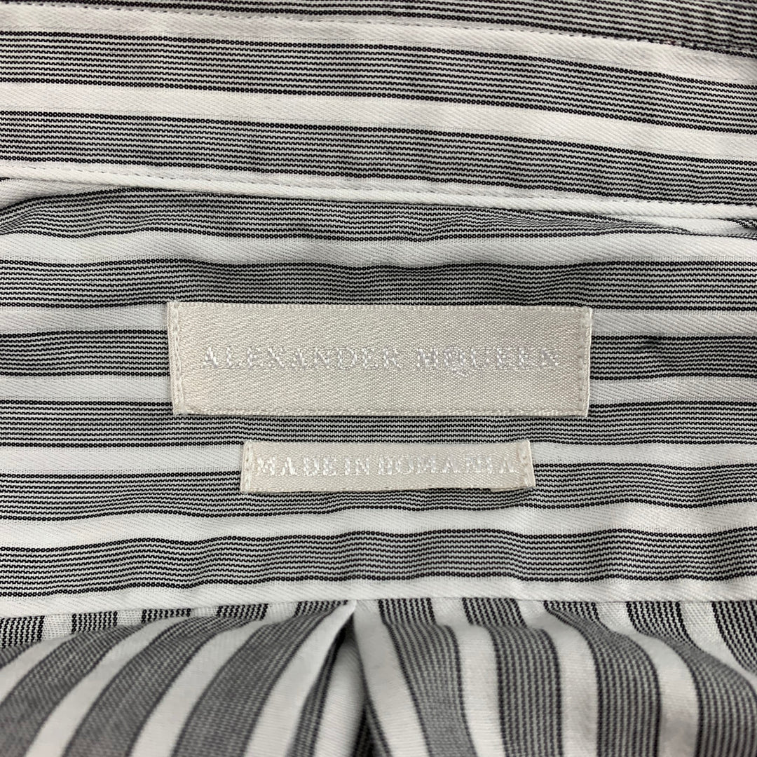 ALEXANDER MCQUEEN Size XS Grey White Stripe Cotton Button Up Short Sleeve Shirt