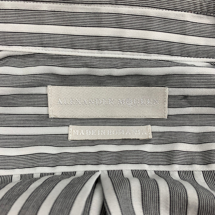 ALEXANDER MCQUEEN Size XS Grey White Stripe Cotton Button Up Short Sleeve Shirt