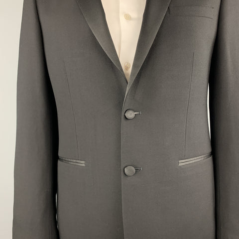 SANDRO Taille 44 Manteau de sport Tuexo à revers en satin de laine noir