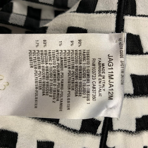 GIORGIO ARMANI Size 0 Black & White Textured Viscose Blend Jacket Blazer