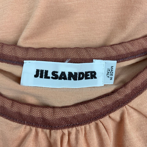 JIL SANDER Talla M Camiseta sin mangas con ribete en contraste de algodón naranja