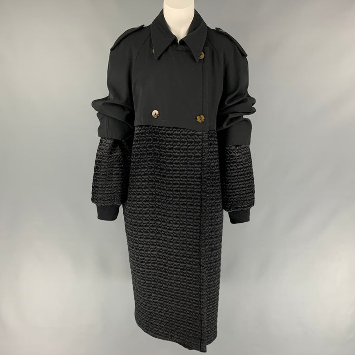 Vintage 1980's JEAN PAUL GAULTIER pour GIBO Black Quilted Double Breasted Trench Coat