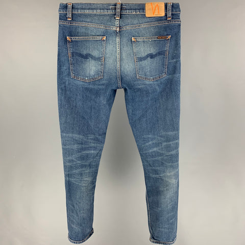 NUDIE JEANS Size 33 Indigo Wash Organic Cotton Slim Jeans