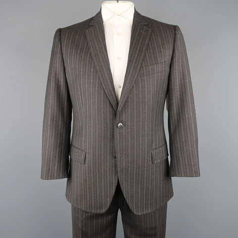DOLCE & GABBANA 42 Regular Charcoal Pinstripe Wool Notch Lapel Suit DOLCE & GABBANA
