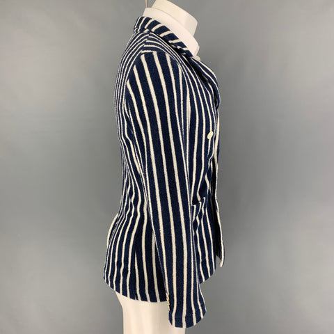 NAVIRES Taille 36 Marine Blanc Rayure verticale Terry Peak Revers Sport Manteau