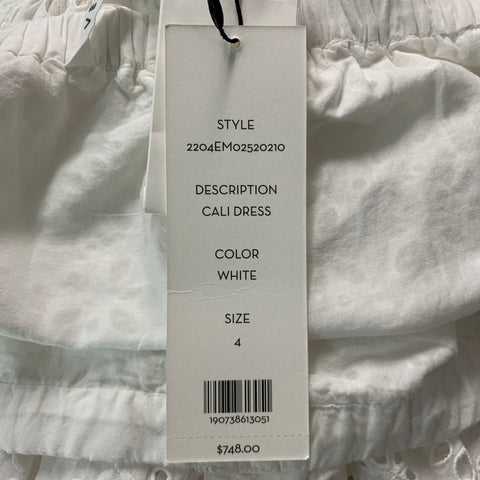 VERONICA BEARD Size 4 White Cotton Eyelet Short Sleeve Long Dress