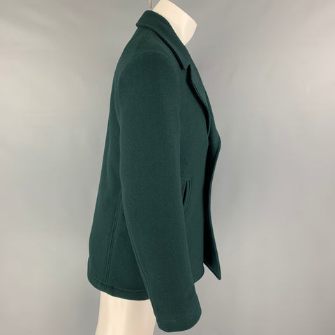 BOGLIOLI Size 38 Forest Green Wool Nylon Double Breasted Peacoat
