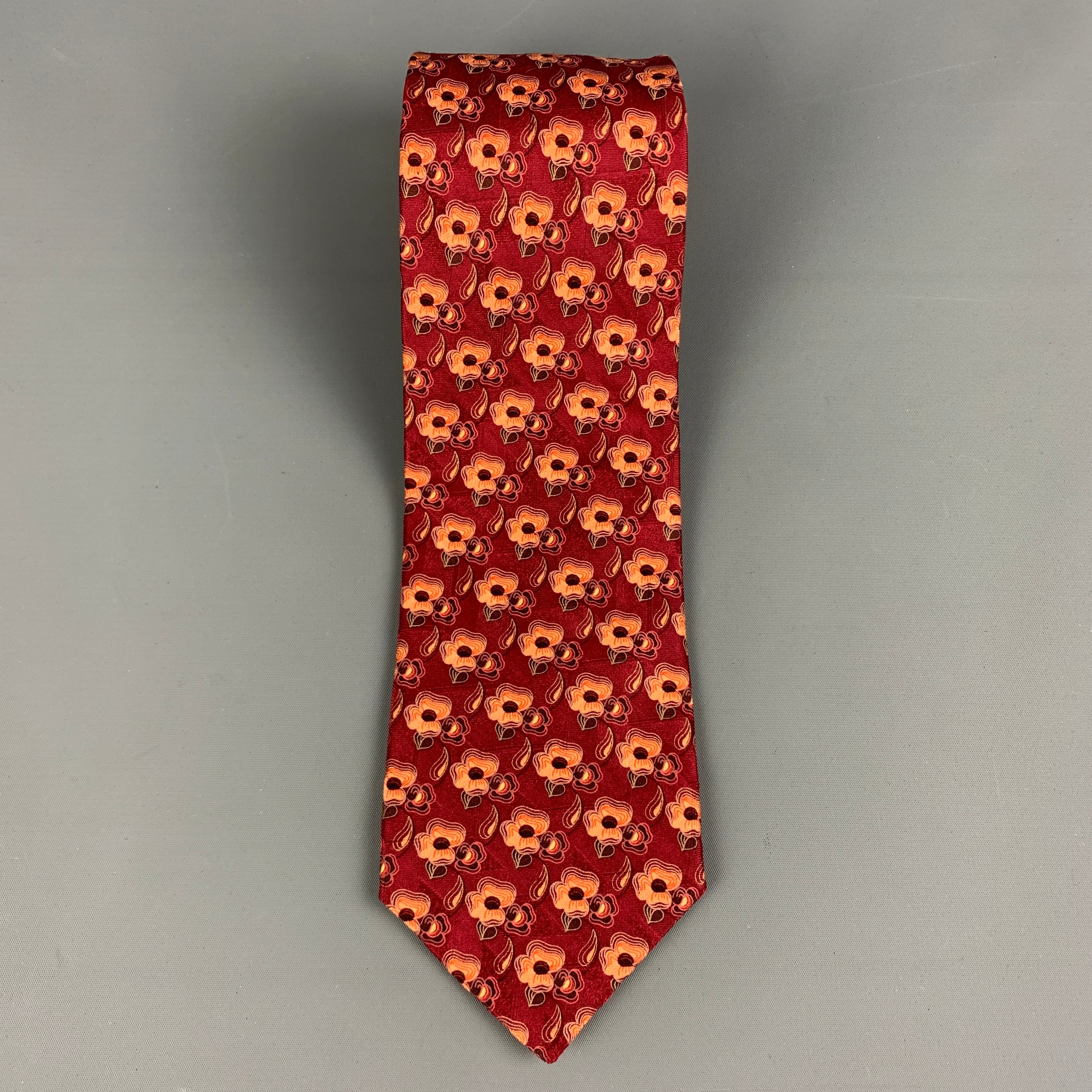 Ermenegildo selling Zegna maroon pattern silk tie