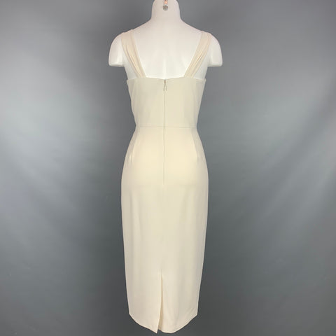 MARCHESA NOTTE Taille 12 Crème Polyester / Viscose Embellissement Robe de Cocktail
