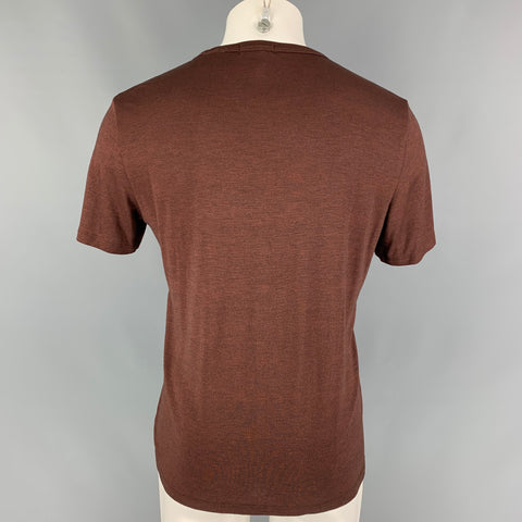 THEORY Size M Burgundy Black Heather Modal Blend Crew-Neck T-shirt