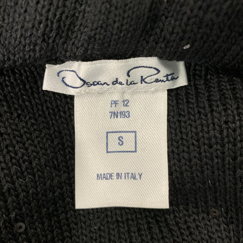 OSCAR DE LA RENTA Size S Black Silk &  Polyester Sequined Pullover