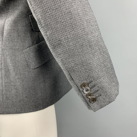 PAUL SMITH The Byard Size 38 Gray Grid Wool Notch Lapel Flap Pockets Sport Coat Jacket