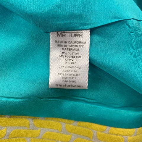 MR TURK Size 44 Yellow & Grey Geometric Cotton Blend Notch Lapel Sport Coat