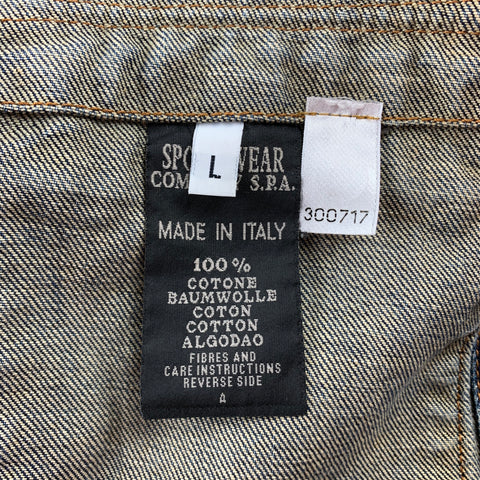 STONE ISLAND Size L Indigo Distressed Denim Trucker Jacket