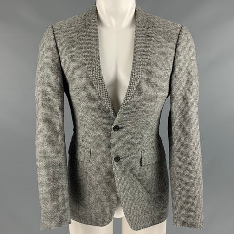 BURBERRY LONDON Size 38 Black White Houndstooth Cotton Blend Sport Coat