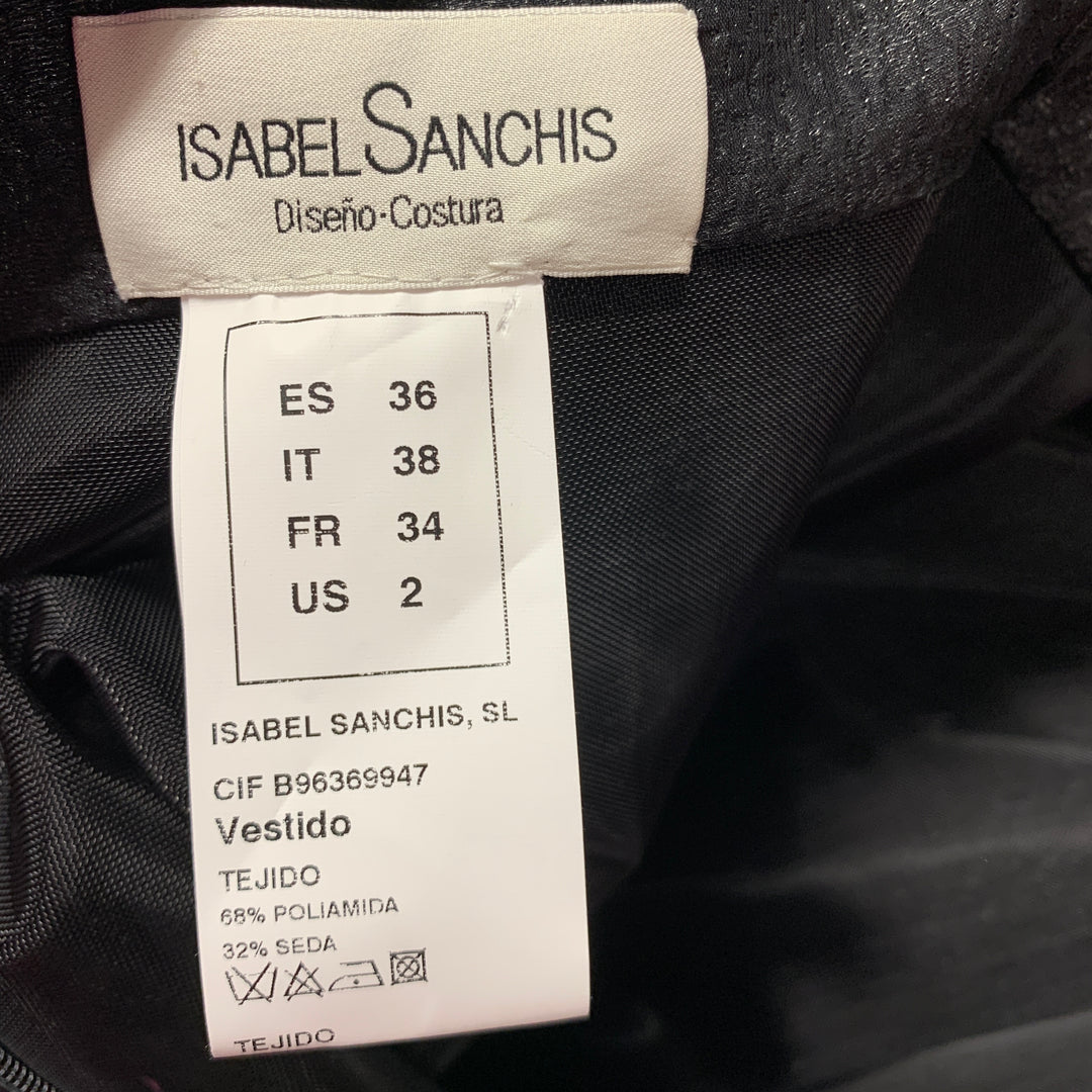 ISABEL SANCHIS Size 2 Black Nude Polyamide Silk Shiny Gown