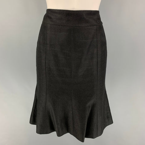 CHANEL AL719 05C Talla 4 Falda trompeta de lino negra
