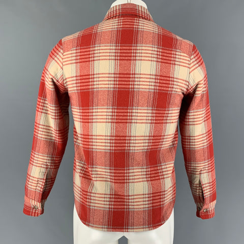 JOHN ELLIOTT FW 18 Size XS Red Beige Plaid Wool Nylon Long Sleeve Shirt