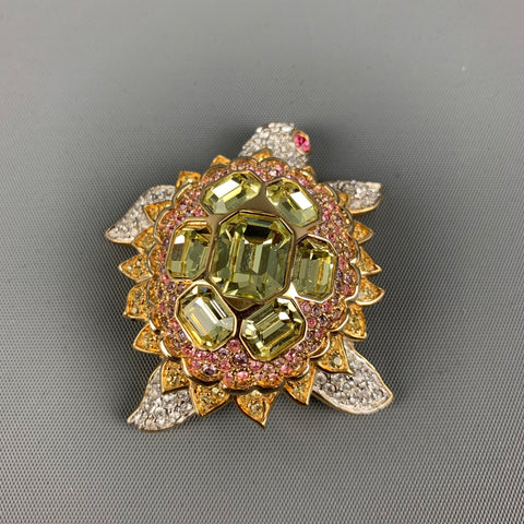 1980's SWAROVSKI Gold Pink Crystal Brooch