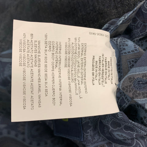 ETRO Size 40 Navy Grey Jacquard Wool Blend Notch Lapel Sport Coat