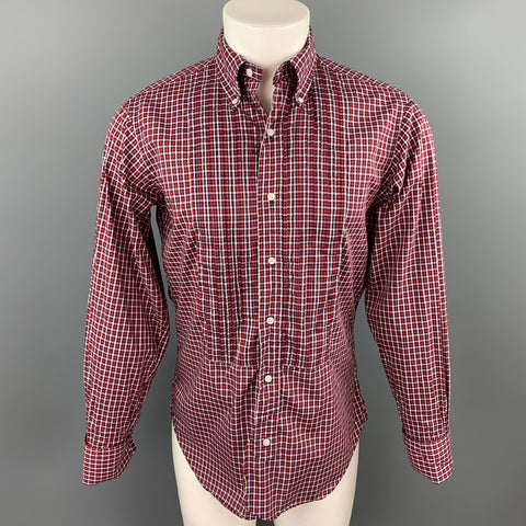 BLACK FLEECE Size S Red & Black Checkered Cotton Button Down French Cuffs Long Sleeve Shirt