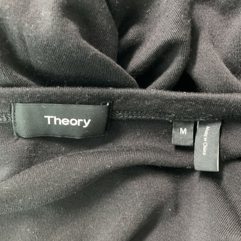 THEORY Size M Black Solid Lyocell Short Sleeve T-shirt
