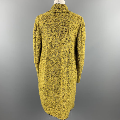 MARNI Size 4 Mustard & Black Textured Boucle Mohair Blend Coat
