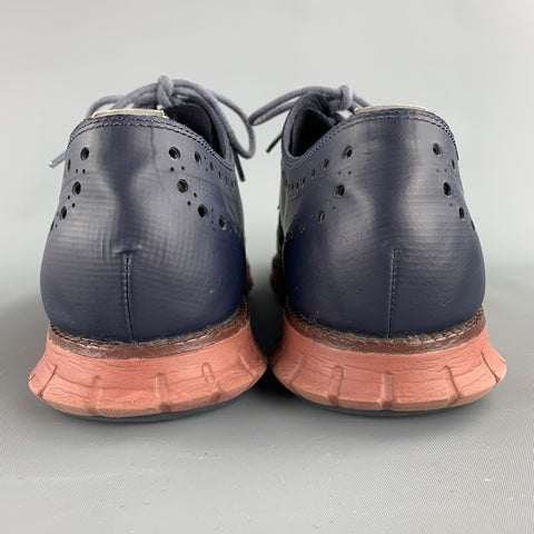 COLE HAAN Size 11 Navy Perforated Leather Wingtip Lace Up