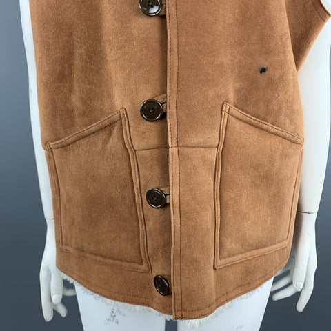 BEAMS Size XL Tan Suede Sheep Leather Shearling Vest