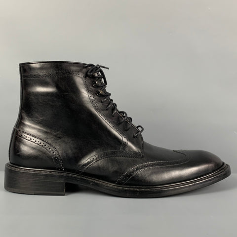 JACK ERWIN Taille 11 Bottines à bout d'aile en cuir perforé noir