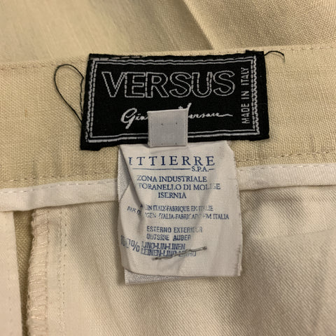 Vintage VERSUS by GIANNI VERSACE Size 36 Cream Linen Medusa Buttons Zip Fly Casual Pants