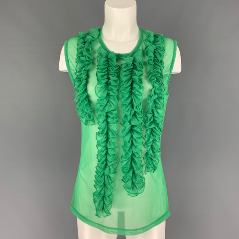 DRIES VAN NOTAN Talla L Top Vestido Sin Mangas Volantes Poliamida Verde