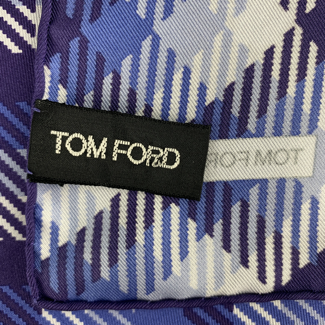 TOM FORD Light Blue & Purple Plaid Silk Pocket Square