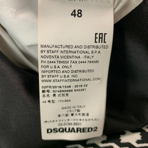 DSQUARED2  Size 38 Long Black White Houndstooth Cotton Silk Sport Coat