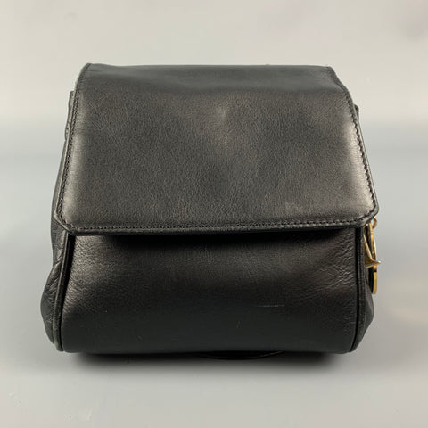 Vintage CHRISTIAN DIOR Black Leather Gold Charm Shoulder Bag Mini Handbag