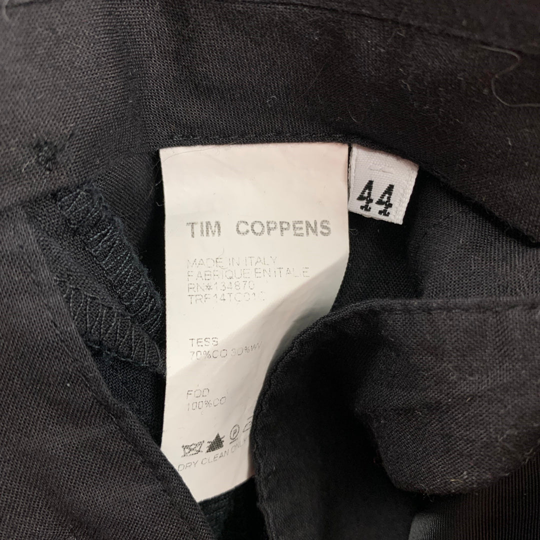 TIM COPPENS Size 36 Black Cotton Blend Hidden Buttons Suit