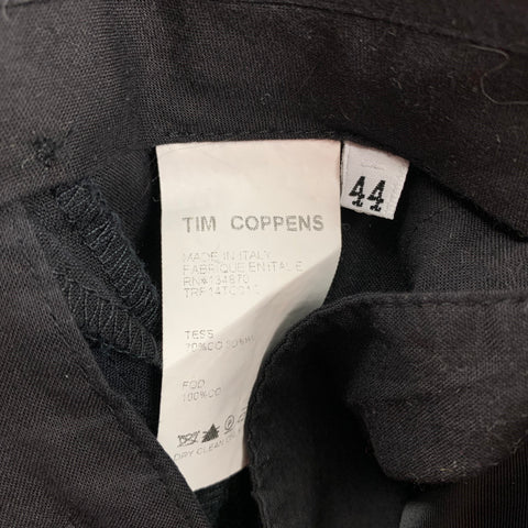 TIM COPPENS Size 36 Black Cotton Blend Hidden Buttons Suit