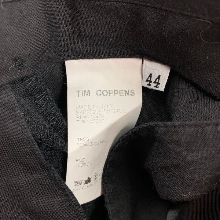 TIM COPPENS Size 36 Black Cotton Blend Hidden Buttons Suit