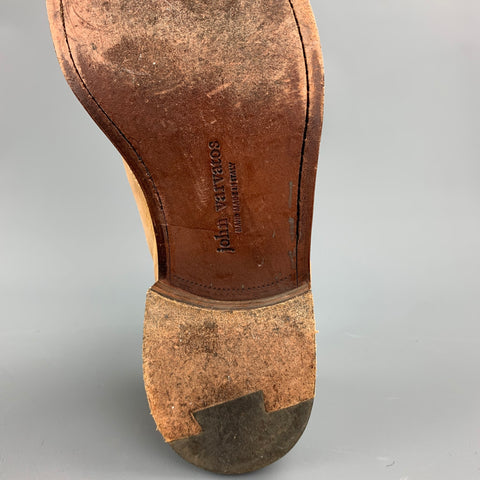 JOHN VARVATOS Talla 8.5 Zapatos con cordones y punta de ala de cuero perforado color canela