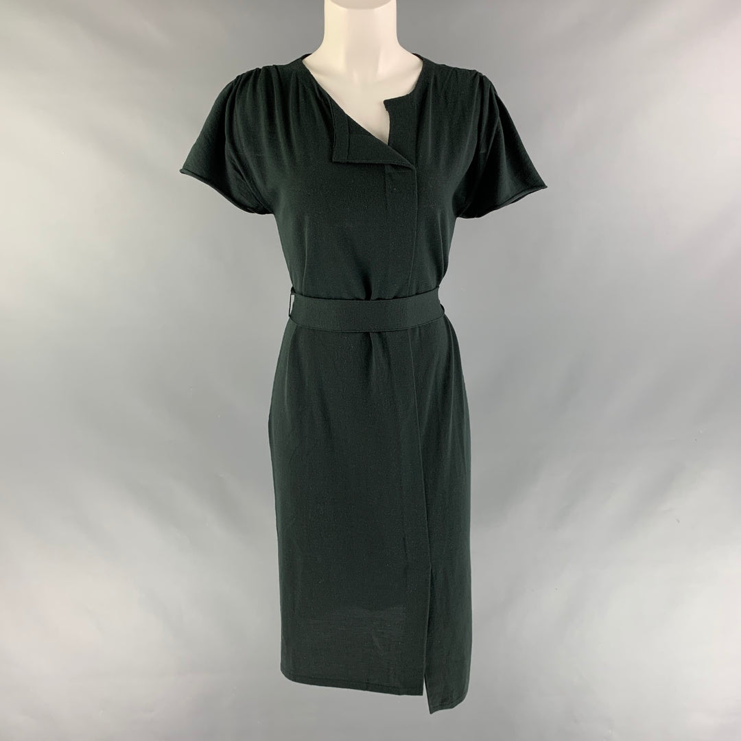 TSE Size S Dark Green Wool Solid Short Sleeve Dress Sui Generis Designer Consignment TSE Size S Dark Green Wool Solid Short Sleeve Dress Sui Generis Designer Consignment