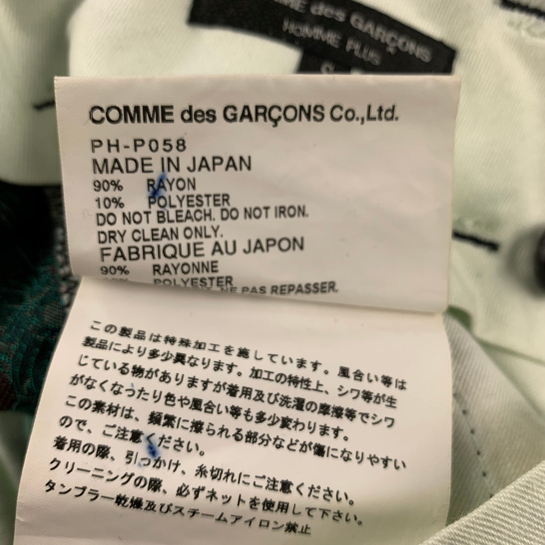 COMME des GARCONS HOMME PLUS Size S Black & Gold Jacquard Rayon / Polyester Wide Leg Dress Pants