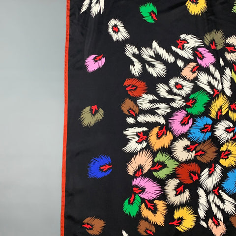 MISSONI Black Multi-Color Abstract Print Silk Scarf