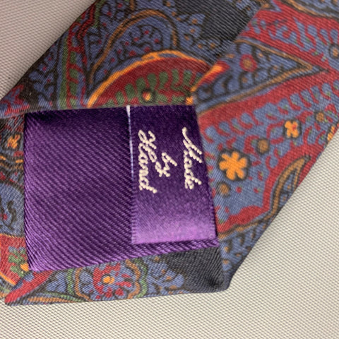 RALPH LAUREN Burgundy & Purple  Paisley Silk Tie