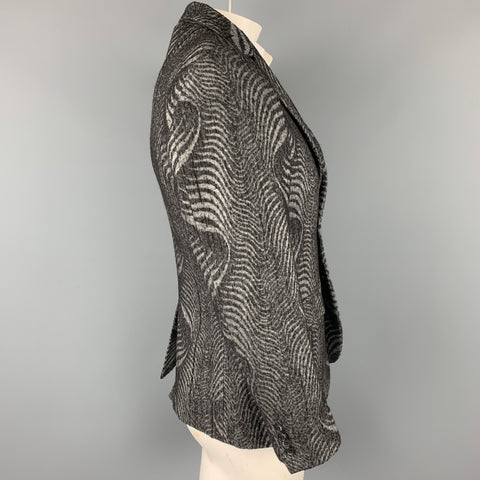 YOON Size 42 Grey & Black Abstract Wool / Cotton Notch Lapel Sport Coat