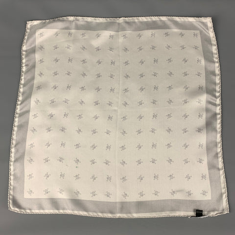 PECKHAM RYE Grey Skull Silk Pocket Square