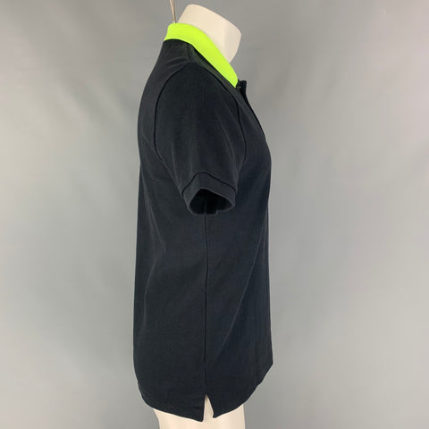 MARC JACOBS Size M Black Neon Yellow Cotton Short Sleeve Polo