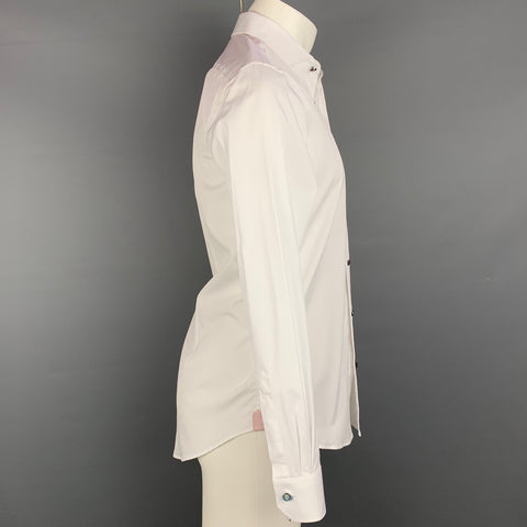 PAUL SMITH Camisa de manga larga con botones en mezcla de algodón blanca talla M